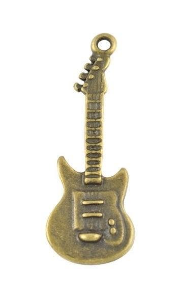 5x geel koper kleur metalen bedel gitaar 36 x 12 x 2mm oo..., Ophalen of Verzenden, Nieuw, Bedel