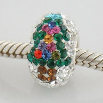 Kerstboom Kraal Paars-Wit Swarovski 12 x 7 mm – 925 Sterl., Ophalen of Verzenden, Nieuw, Kraal