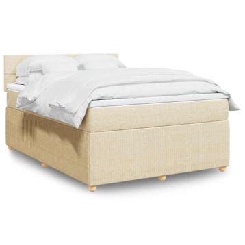 vidaXL Boxspring met matras stof crèmekleurig 160x200 cm, Huis en Inrichting, Slaapkamer | Bedden, Verzenden, Stof, 160 cm, Nieuw