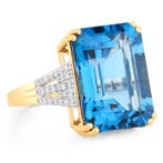 Ring - 14 karaat Geel goud - 13.56ct. tw. Topaas - Diamant -, Nieuw