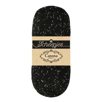 Scheepjes Catona Shine - 110 Jet Black - Silver - Katoenga, Ophalen of Verzenden, Nieuw