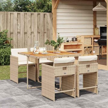 vidaXL 5-delige Tuinset met kussens poly rattan beige, Tuin en Terras, Tuinsets en Loungesets, Verzenden, Nieuw, 4 zitplaatsen