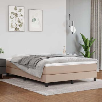 vidaXL Boxspring bed kunstleer cappuccinokleurig 140x200 cm, Huis en Inrichting, Overige materialen, Verzenden, 140 cm, 200 cm
