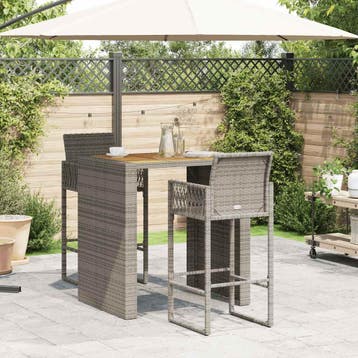 vidaXL 3-delige Tuinbarset zonder kussens poly rattan acacia, Verzenden, Nieuw, 2 zitplaatsen