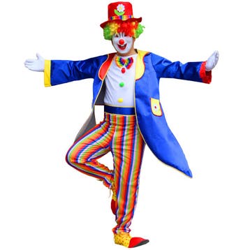 Blauw Clownskostuum voor Heren – Jas, Hoed & - Maat L, Ophalen of Verzenden, Nieuw, Maat 52/54 (L)