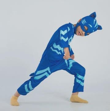 Kinder Verkleedkostuum Blauwe Kattenheld met Masker - Perfec, Verzenden, Nieuw