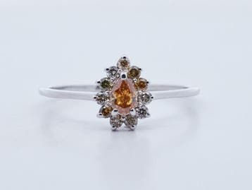 Veiling - Ring met natuurlijke diamanten – Geeloranje 0,45, Sieraden, Tassen en Uiterlijk, Ringen, Nieuw
