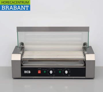 HCB RVS Hotdog grill 5 rollen met glazen kap 230V Horeca, Ophalen of Verzenden, Nieuw in verpakking