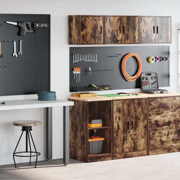 vidaXL Garagekasten 2 st Spaanplaat gerookt eiken, Verzenden, Nieuw