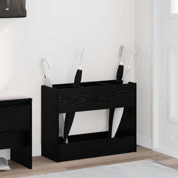 vidaXL Paraplu Standaard Zwart Eiken 65 x 24 x 50 cm Bewerkt, Verzenden, Nieuw