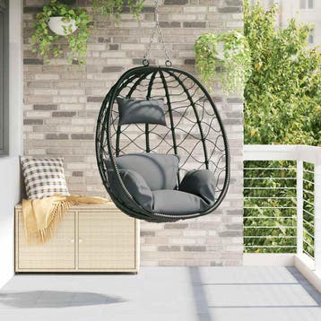 vidaXL Hangende ei-stoel poly rattan 91 x 54,5 x 107 cm, Verzenden, Nieuw