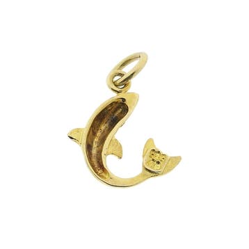 Gouden hanger van een dolfijn (Hanger of bedel), Sieraden, Tassen en Uiterlijk, Bedels, Ophalen of Verzenden, Gebruikt, Goud, Overige merken