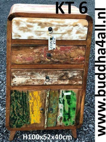 NU KORTING op gerecycled hout meubels! Tv-meubel, dressoir, Ophalen of Verzenden, Nieuw, Ibiza, boho, vintage, Bali, gerecycled, kleurrijk