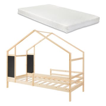 Kinderbed Lorenskog huisbed met matras 200x90 cm naturel [en, Kinderen en Baby's, Kinderkamer | Bedden, Verzenden, Nieuw