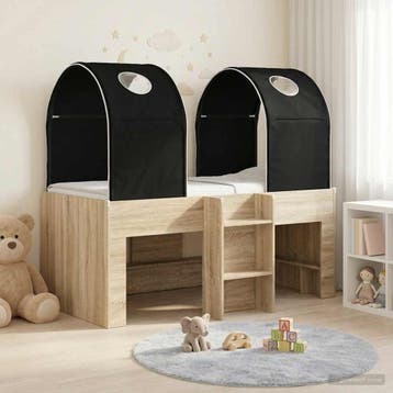 vidaXL Bed met Tunnel 3 st Sonoma en Zwart Bewerkt hout, Verzenden, Nieuw, Bruin, Hout