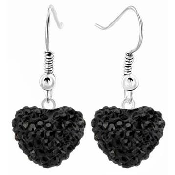 Fako Bijoux - Oorbellen - Disco Dots - Hanger - Hart - Zwart, Verzenden, Nieuw