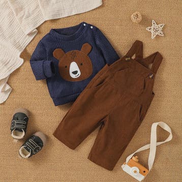 Schattige Baby Jongens Set: Sweater met Beerprint & Corduroy, Kinderen en Baby's, Verzenden, Nieuw