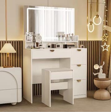 Cosmetische Kaptafel met LED Licht, Spiegel en Ladeopslag, Verzenden, Nieuw