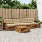 vidaXL Buiten bankenset met kussen 5 pcs Natuurlijk en Beige, Verzenden, Nieuw