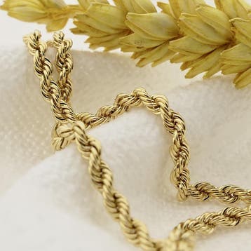 Gouden gedraaide schakelketting | 60,5 cm, Ophalen of Verzenden, Gebruikt, Goud, Goud
