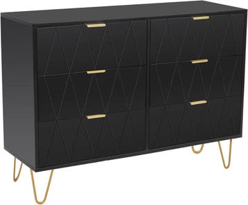 Commode - Dressoir - Ladekast - 100x34x73 cm - Zwart - UEV, Verzenden, Zo goed als nieuw