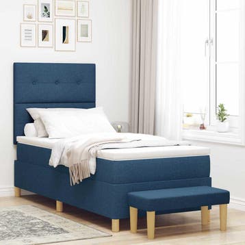 vidaXL Boxspring bed met kussen met hoofdeinde Blauw 200 x, Verzenden, Nieuw, Blauw