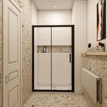 Aica douchedeur 160x195cm 8mm nano glas mat zwart118, Doe-het-zelf en Verbouw, Nieuw, Glas, Douche