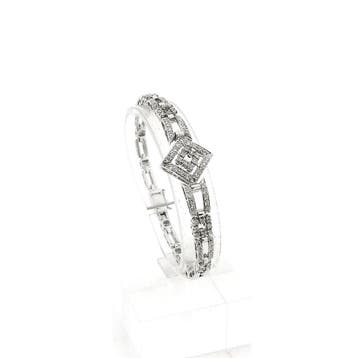 Witgouden schakelarmband met diamant 1,40 ct., Gebruikt, Ophalen of Verzenden, Met edelsteen, Goud