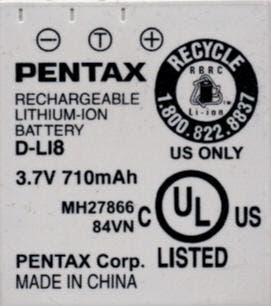 Pentax D-LI8 Accu / Batterij, Verzenden, Zo goed als nieuw