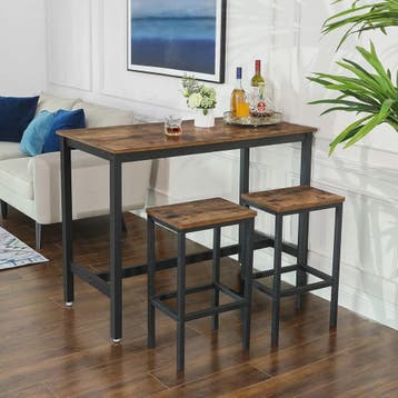 Set van 2 Krukken VASAGLE - Rustiek Hout & Zwart Metaal - 12, Huis en Inrichting, Verzenden, Nieuw