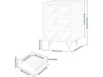 Eugad Nachtkastje - 3 Lades - Modern 3D Design - Wit met, Verzenden, Nieuw