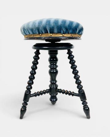 Kruk - Franse Art Deco verstelbare pianokruk - Hout, Metaal,