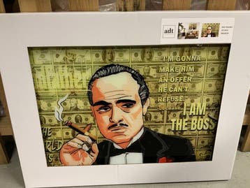 Veiling - Glasschilderij The Godfather cartoon 60x80CM, Nieuw