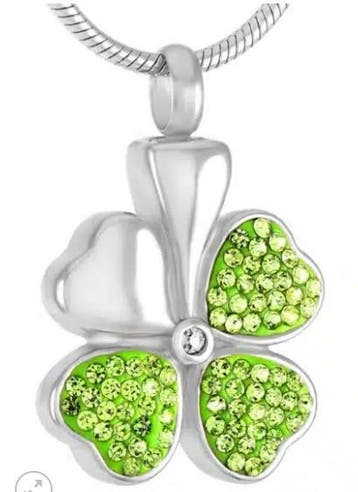 Assieraad, ashanger Klavertje Vier groen, sieraden crematie, Overige materialen, Nieuw, Kruis of Symbool, Groen