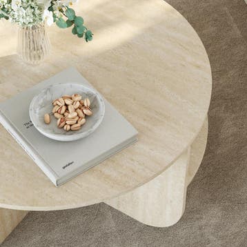 Salontafel Reykhon rond Ø80x41 cm travertijn [en.casa], Verzenden, Nieuw