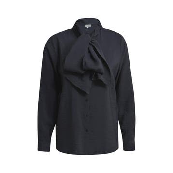 Milano Italy • zwarte blouse met strik • 36, Verzenden, Zwart, Maat 36 (S), Milano Italy