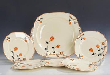 W. H. Grindley England - Schaal (6) - Zesdelig art deco