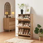 Schoenenkast Sykkylven 3 kleppen sonoma eiken 103x60x24 cm [, Huis en Inrichting, Verzenden, Nieuw