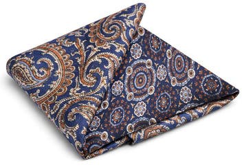 Suitable Pochet Reversible Bruin op Navy maat one size Heren, Kleding | Heren, Stropdassen, Verzenden, Nieuw, Bruin, Suitable