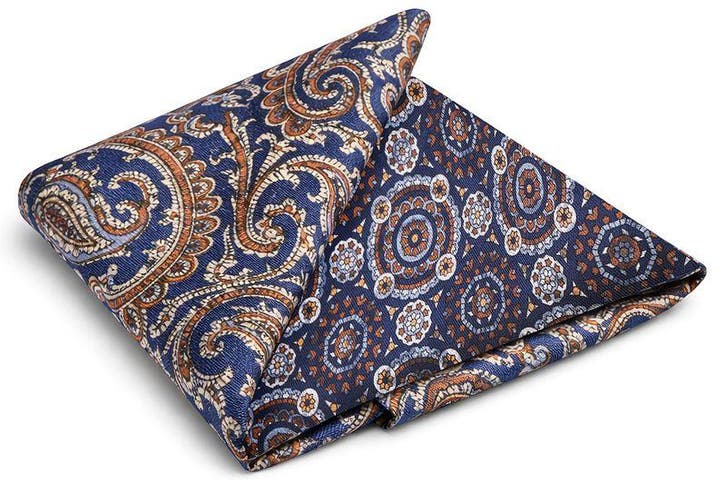 Suitable Pochet Reversible Bruin op Navy maat one size Heren, Kleding | Heren, Stropdassen, Bruin, Nieuw, Verzenden