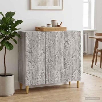vidaXL Dressoir Grijs Sonoma 89 x 34,5 x 80 cm Bewerkt hout, Verzenden, Nieuw, Overige houtsoorten, Minder dan 50 cm