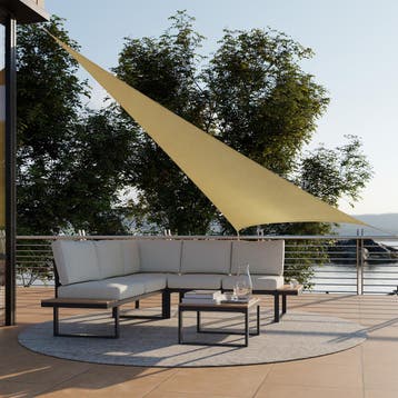 Polyethyleen zonneluifel driehoekig beige - 3 x 3 x 3 m, Tuin en Terras, Verzenden, Nieuw