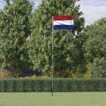 vidaXL Vlag met vlaggenmast Nederland 5,5 m aluminium, Diversen, Verzenden, Nieuw