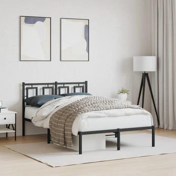 vidaXL Bedframe met hoofdbord metaal zwart 120x200 cm, Verzenden, Zwart, Nieuw, Twijfelaar