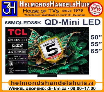 Nieuwe TCL 55MQLED85K Premium QD-MiniLED Google TV 5 jaar ga, LED, Nieuw, 120 Hz, 100 cm of meer