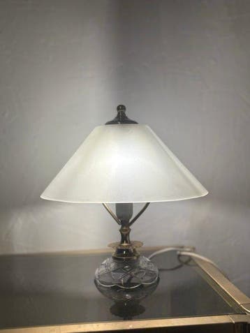 Tafellamp - Glas, Kristal, Messing - Matglazen lamp