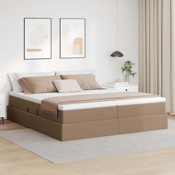 vidaXL Opbergbed met matras Cappuccino 180 x 200 cm Nep Leer, Verzenden, Nieuw, Bruin, Overige materialen