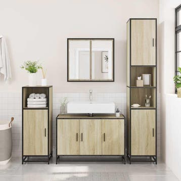 vidaXL Wastafelkast Sonoma eiken 90x33x60 cm bewerkt hout, Huis en Inrichting, Badkamer | Badkamermeubels, Verzenden, Nieuw, Wastafelkast