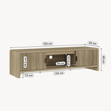Tv-meubel Lukkodso 150x40x40 cm eikenkleurig middellicht [en, Verzenden, Nieuw
