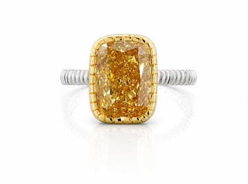 Ring - 14 karaat Witgoud, Geel goud - 6.55ct. tw. Geel, Nieuw